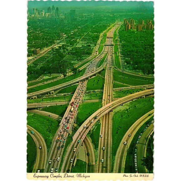 Expressway Complex Detroit Michigan Vintage Postcard Dexter Press Highways - Picture 1 of 2